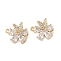 Шармы-соединители из латуни с паве из кубического циркония, бабочка с цветочными звеньями, реальный 18 k позолоченный