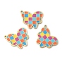 Ion Plating(IP) 316L Surgical Stainless Steel Pendants, with Enamel, Butterfly with Tartan Pattern Charm