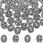 60Pcs Tibetan Style Alloy Oval Beads, with Jesus and Cross, For Easter