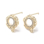 Brass Micro Pave Cubic Zirconia Stud Earring Findings, Annulus