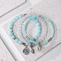 Bohemian Style Natural Jade Bracelet Set with Lotus Pendant Beads