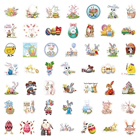 Easter Theme PVC Adhesive Stickers, Rabbit Chick Easter Egg Decals, for Suitcase, Skateboard, Refrigerator, Helmet, Mobile Phone Shell