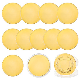 12 pièces de monnaie commémoratives vierges en fer, pièces porte-bonheur, avec étui de protection, plat rond, pour l'artisanat de gravure au laser