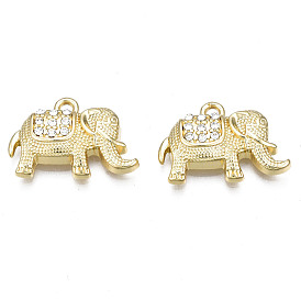 Alloy Pendants, with Crystal Rhinestone, Cadmium Free & Nickel Free & Lead Free, Elephant