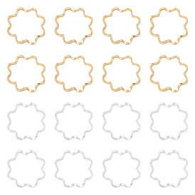 24шт 2 цвета латунные соединительные кольца, без кадмия и без свинца, текстурированный цветок