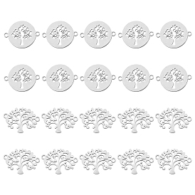 20Pcs 2 Style 201 Stainless Steel Links Connectors, with Tree of Life