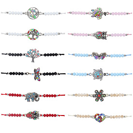 Crystal Beaded Butterfly Dragonfly Insect Bracelet with Turtle Elephant Animal Charm