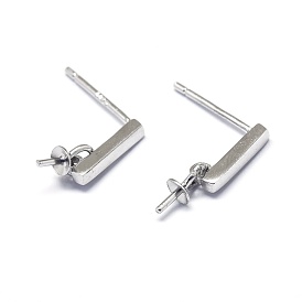 925 hallazgos de aretes de plata esterlina, por medio perforó perlas, Rectángulo