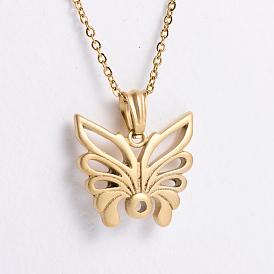 Элегантные полые бабочки из нержавеющей стали с подвеской для женщин