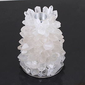 Crystal Cluster Mixed Stone Candle Holder, Tealight Candlestick Holder, for Wedding Party Home Decoration