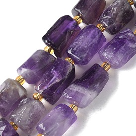 Природный аметист нитей бисера, с бисером, граненые, колонка