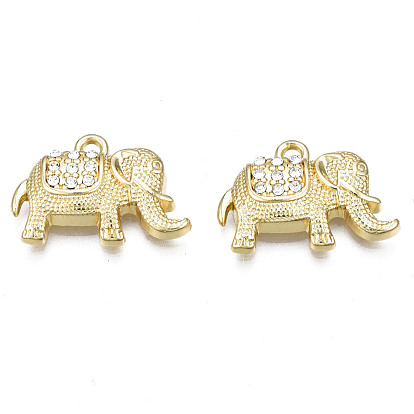 Alloy Pendants, with Crystal Rhinestone, Cadmium Free & Nickel Free & Lead Free, Elephant