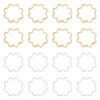 24шт 2 цвета латунные соединительные кольца, без кадмия и без свинца, текстурированный цветок