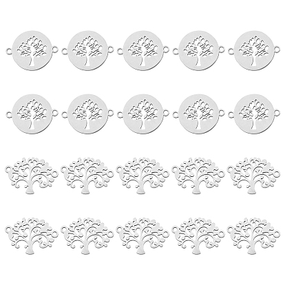 20Pcs 2 Style 201 Stainless Steel Links Connectors, with Tree of Life