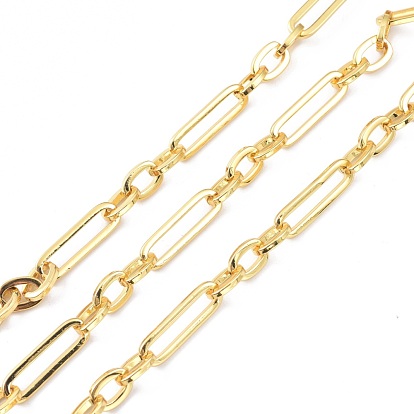 Латунная цепочка фигаро, с катушкой, несварные, овальные