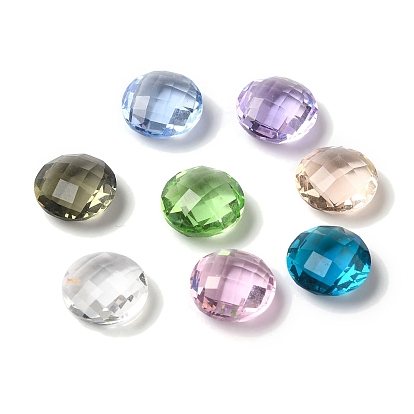 Cabujones de diamantes de imitación de cristal, señaló hacia atrás, facetados, plano y redondo