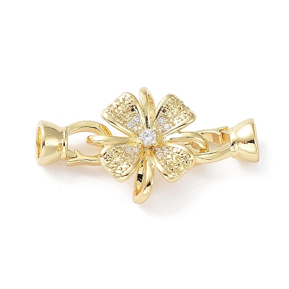 Стойка покрытие латунь проложить прозрачный кубический цирконий застегнуть застежки, без кадмия и без свинца, долговечный, цветок