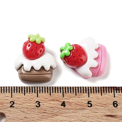 Opaque Resin Imitation Food Cabochons, Strawberry Cake