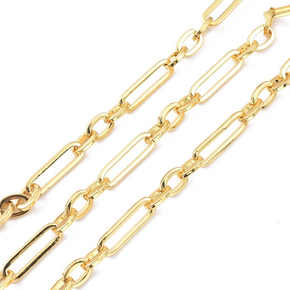 Латунная цепочка фигаро, с катушкой, несварные, овальные