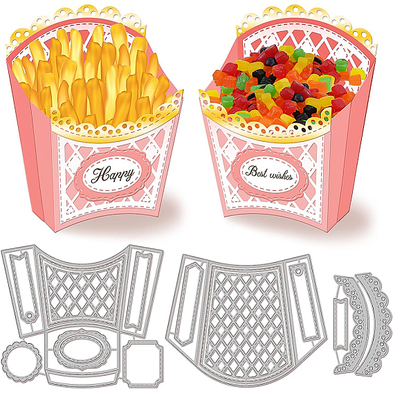 3 шт 3 стили трафареты для штампов из углеродистой стали, для diy scrapbooking, Фотоальбом, декоративная бумага для тиснения, цвет нержавеющей стали, коробка для картофеля фри