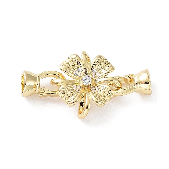 Стойка покрытие латунь проложить прозрачный кубический цирконий застегнуть застежки, без кадмия и без свинца, долговечный, цветок