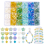 1410 шт. 24 цветные матовые прозрачные акриловые бусины, с золотой фольгой и блестящими бусинами, разнообразные