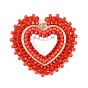 Glass Seed Beaded Pendants, Heart Charm, with Alloy Findings & Glass