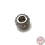 Rhodium Plated 925 Sterling Silver Spacer Beads, with Cubic Zirconia, Rondelle