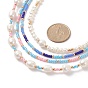4Pcs 4 Style Natural Pearl & Glass Seed Beaded Necklaces Set, Stackable Necklaces for Women