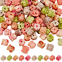 100 piezas 5 colores cuentas de coral sintéticas, teñido, dos tonos, flor del tulipán