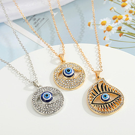 Ethnic Evil Eye Necklace with Diamond and Hollow Pendant - Unique Jewelry