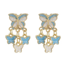 Butterfly Enamel Stud Earrings, Golden, Earrings Front and Back