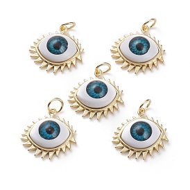 Латунные подвески, с эмалью и прыжковыми кольцами, глаз
