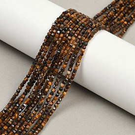 Природных тигровый глаз бисер нитей, граненые, кубические