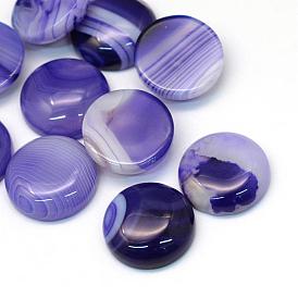 Dyed Natural Striped Agate/Banded Agate Cabochons, Half Round/Dome, 20x5~8mm