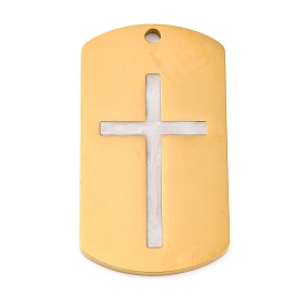 304 нержавеющей стальной эмали подвески, лазерная резка, прямоугольник с крестиком, золотые