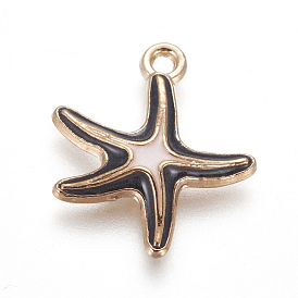 Alloy Enamel Pendants, Starfish/Sea Stars, KC Gold