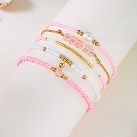 Браслеты из стеклянных бусин и сплава в стиле бохо, составные браслеты для женщин