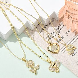 Ожерелья с подвеской из латуни с микропаве и прозрачным кубическим цирконием для женщин, золотые