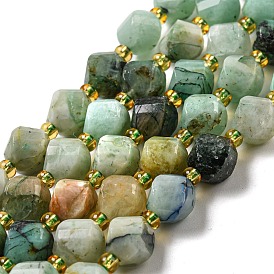 Natural Chrysocolla & Lapis Lazuli Beads Strands, with Seed Beads, Faceted Twist