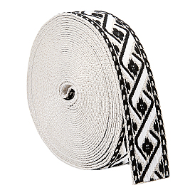 Vintage Jacquard Polyester Ribbon, Rhombus, Emobridered Woven Ribbon, for Clothes Accessories