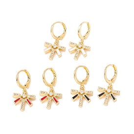 Enamel Sun Dangle Leverback Earrings with Clear Cubic Zirconia, Real 18K Gold Plated Brass Drop Earrings for Women, Lead Free & Cadmium Free