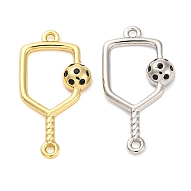 Brass Black Enamel Connector Charms, Football & Racket