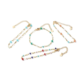 Bracelets de chaînes à billes en laiton, perles de verre
