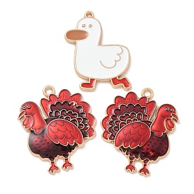 Alloy Enamel Pendants, Light Gold, Cadmium Free & Lead Free, Turkey/Duck Charm