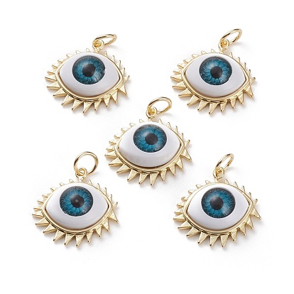 Латунные подвески, с эмалью и прыжковыми кольцами, глаз