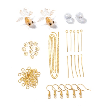 DIY Weihnachtsgeschenk Ohrring machen Kits, umfassen Celluloseacetat (Harz) -Anhänger, geblasene Glaskugeln, Messing Ohrhaken, Eisenführungsketten