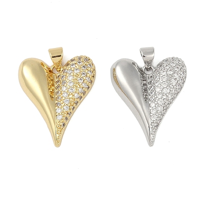 Латунные микропаве прозрачные подвески с фианитом, без кадмия и без свинца, сердце