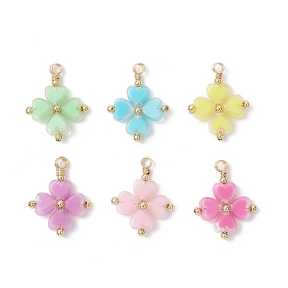 Акрил с латунными подвесками, клевер