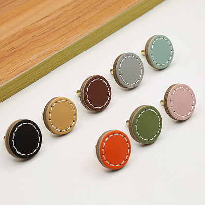 Leather Cabinet Door Knobs, Kitchen Drawer Pulls Cabinet Handles, Flat Round